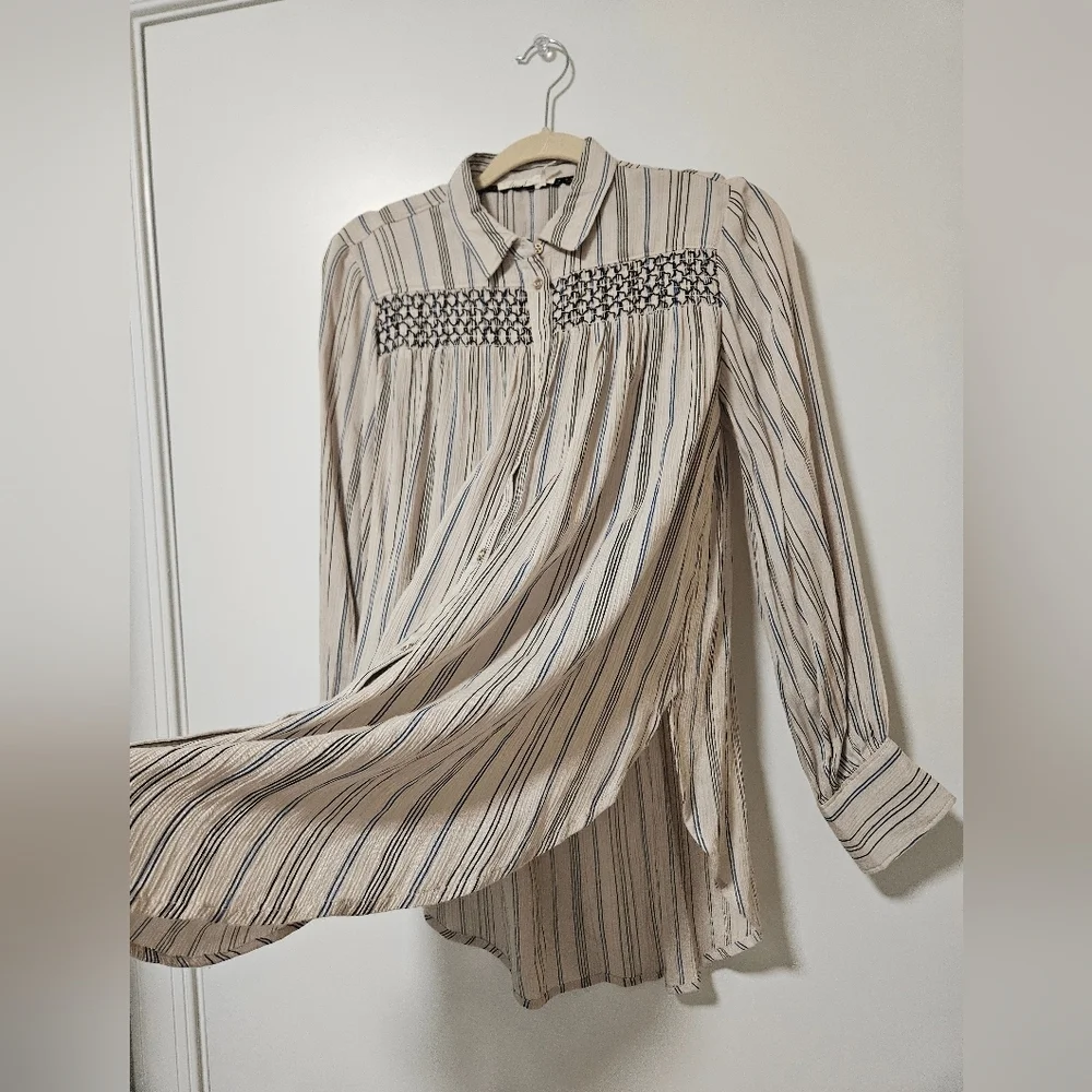 Floreat By Anthropologie Striped Nothfork Tunic Blouse - Picture 5 of 11